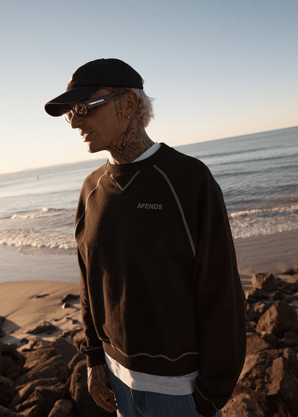 Afends Burner - Crew Neck Jumper Black