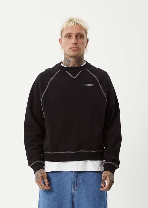 Afends Burner - Crew Neck Jumper Black