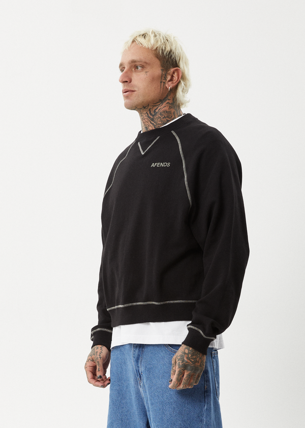 Afends Burner - Crew Neck Jumper Black