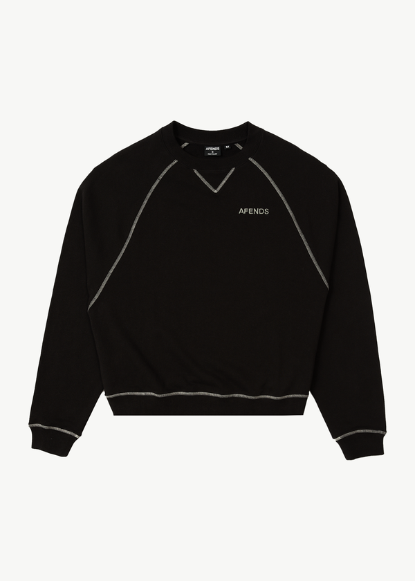 afends Burner - Crew Neck Jumper Black