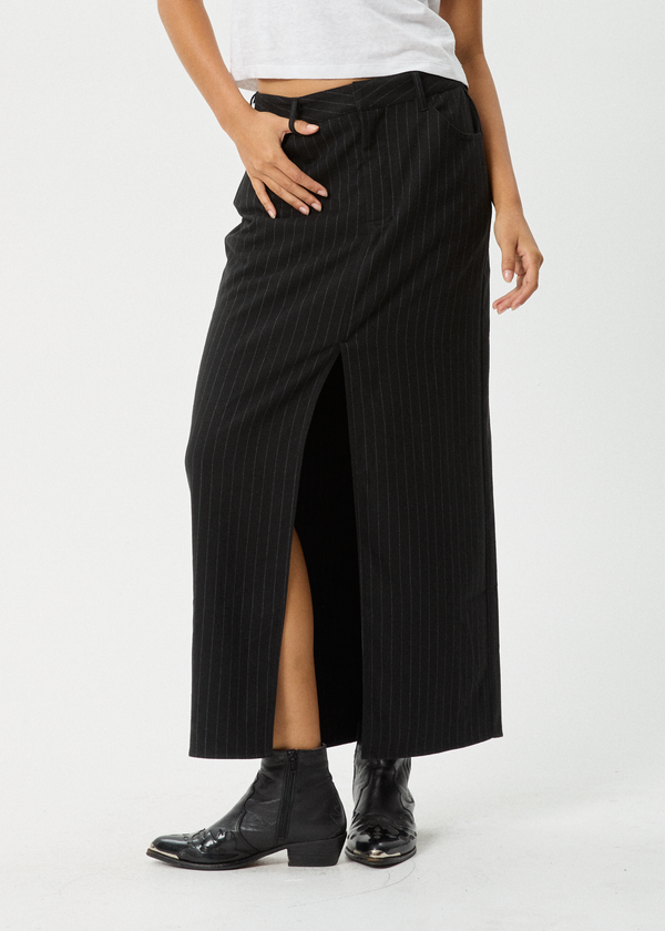 Afends Business - Split Maxi Skirt Black