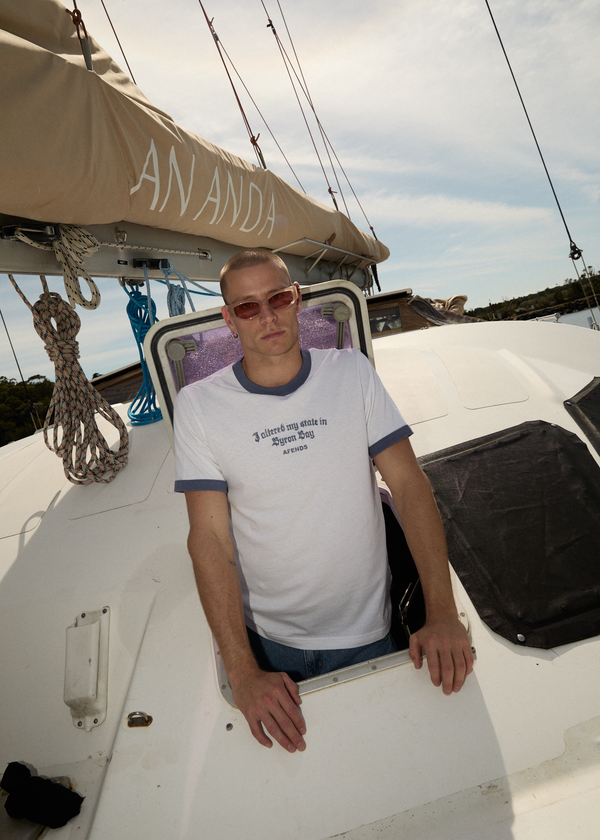 Afends Byron Trip - Ringer Tee White