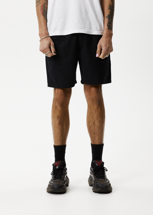Afends Cabal - Elastic Waist Technical Short Black