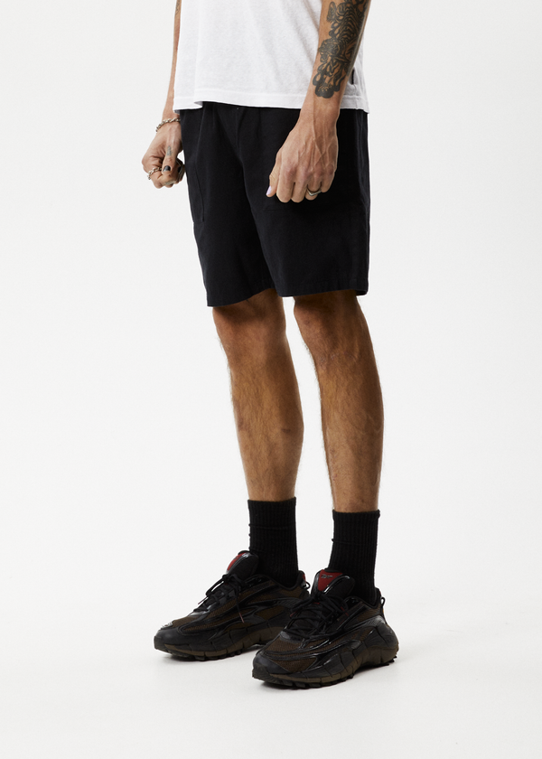 Afends Cabal - Elastic Waist Technical Short Black