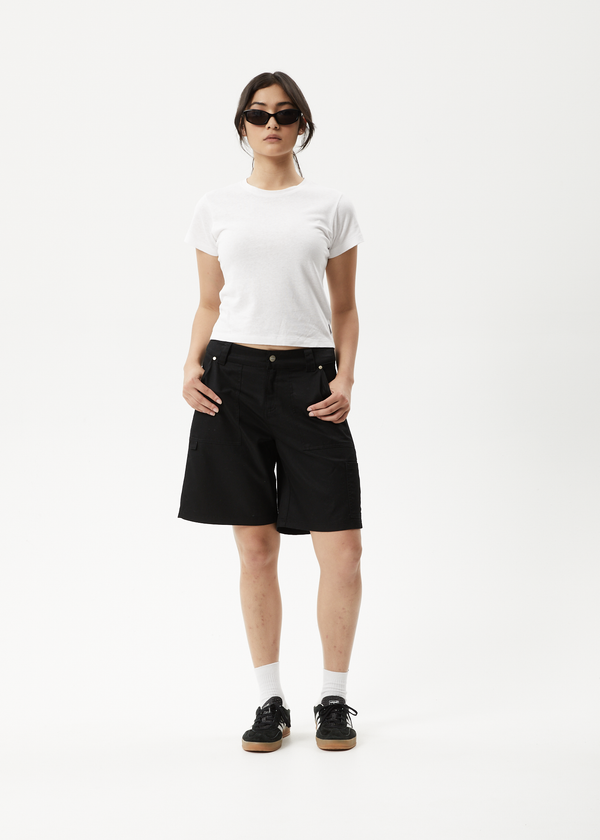 afends Carly - Low Rise Workwear Short Black