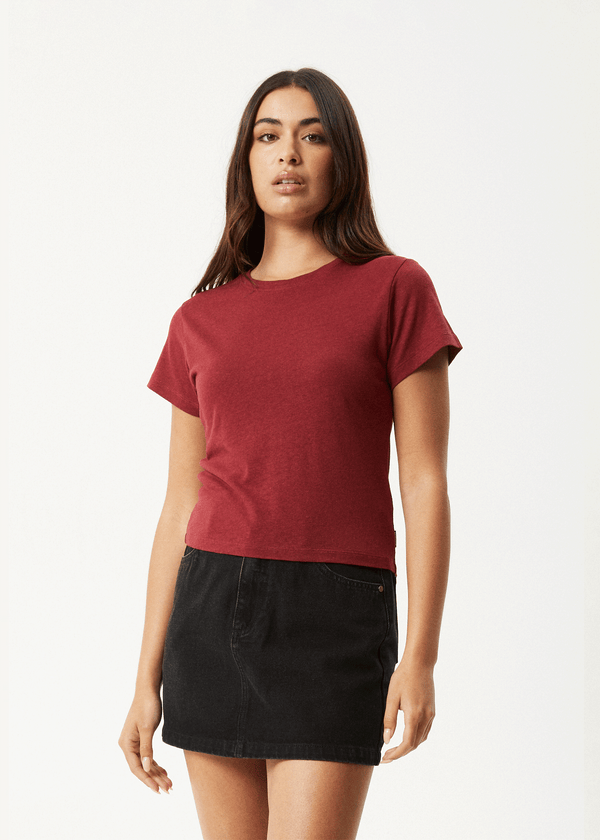 Afends Carmen - Baby Tee Burgundy