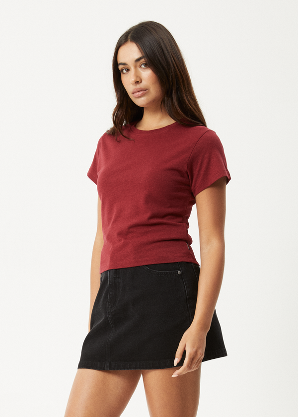 Afends Carmen - Baby Tee Burgundy
