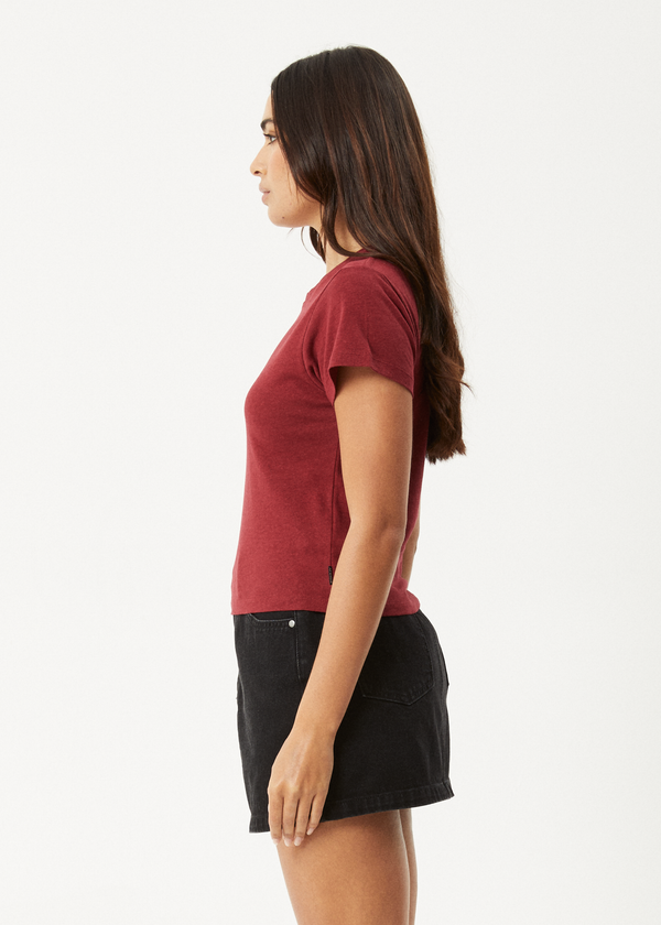 Afends Carmen - Baby Tee Burgundy