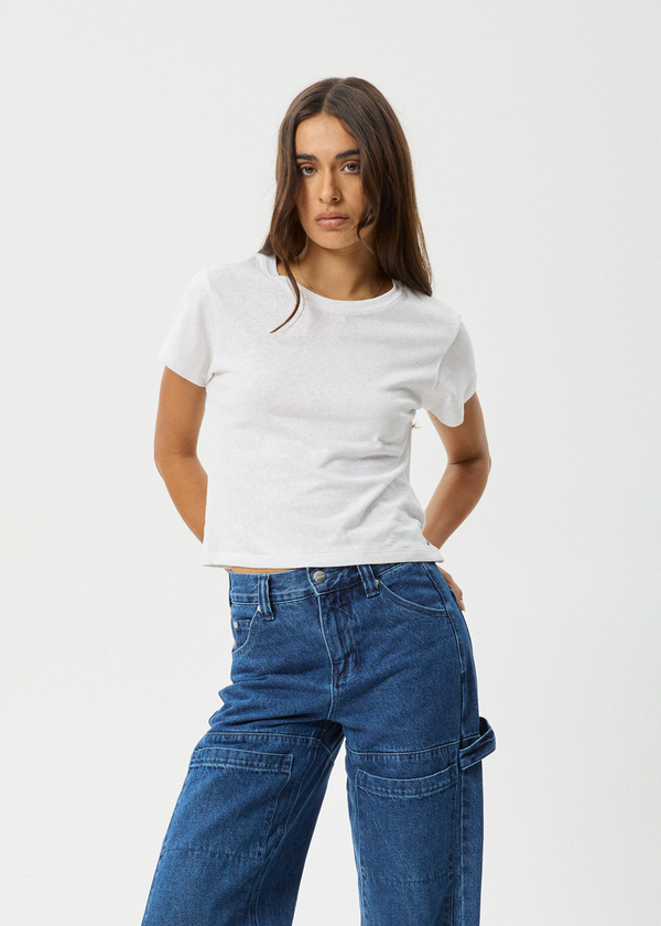 Afends Carmen - Baby Tee White