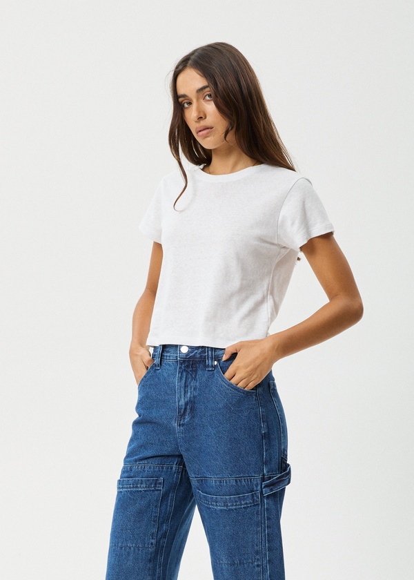 Afends Carmen - Baby Tee White