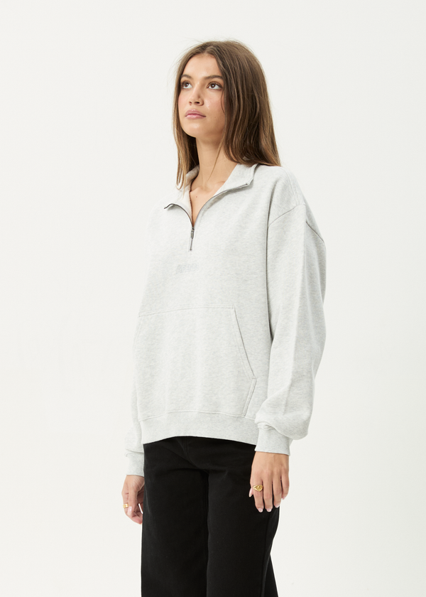 Afends Carter - Quarter Zip Jumper Grey Marle