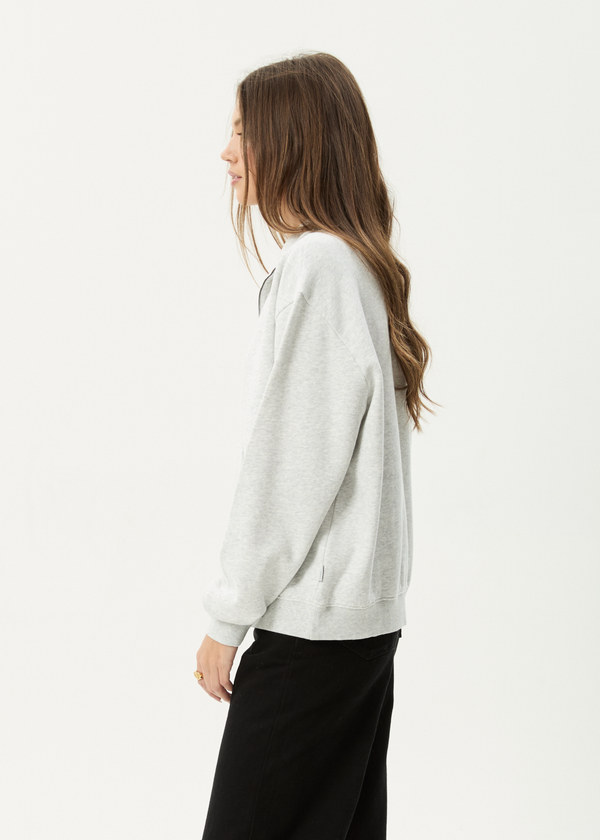 Afends Carter - Quarter Zip Jumper Grey Marle