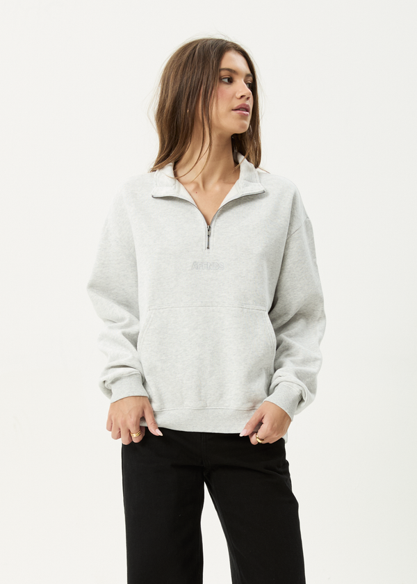afends Carter - Quarter Zip Jumper Grey Marle