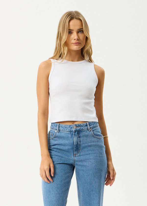 Afends Charlie - Rib Singlet White