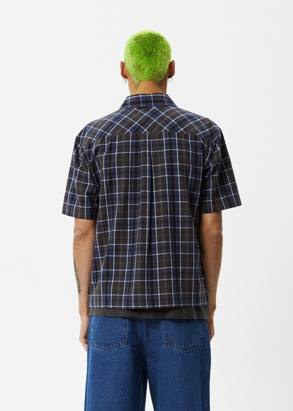 Afends Check Out - Short Sleeve Shirt Navy Check