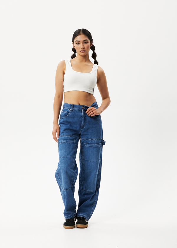 Afends Chia - Rib Cropped Singlet Off White