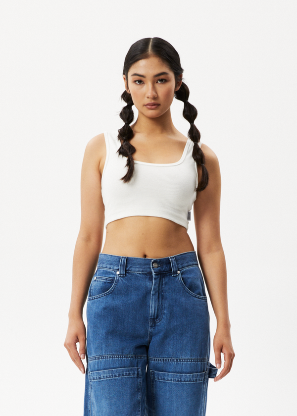 afends Chia - Rib Cropped Singlet Off White