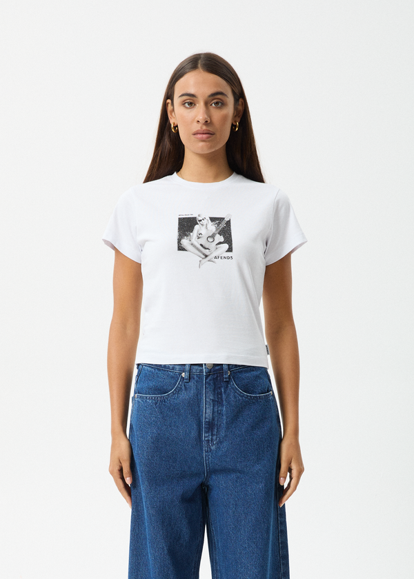 afends Classic Hits - Baby Tee White