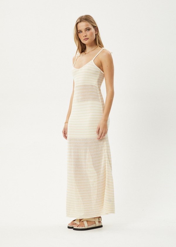 Afends Claudia - Knit Maxi Dress White / Sand