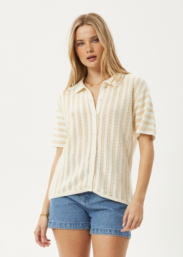 Afends Claudia - Knit Shirt White / Sand
