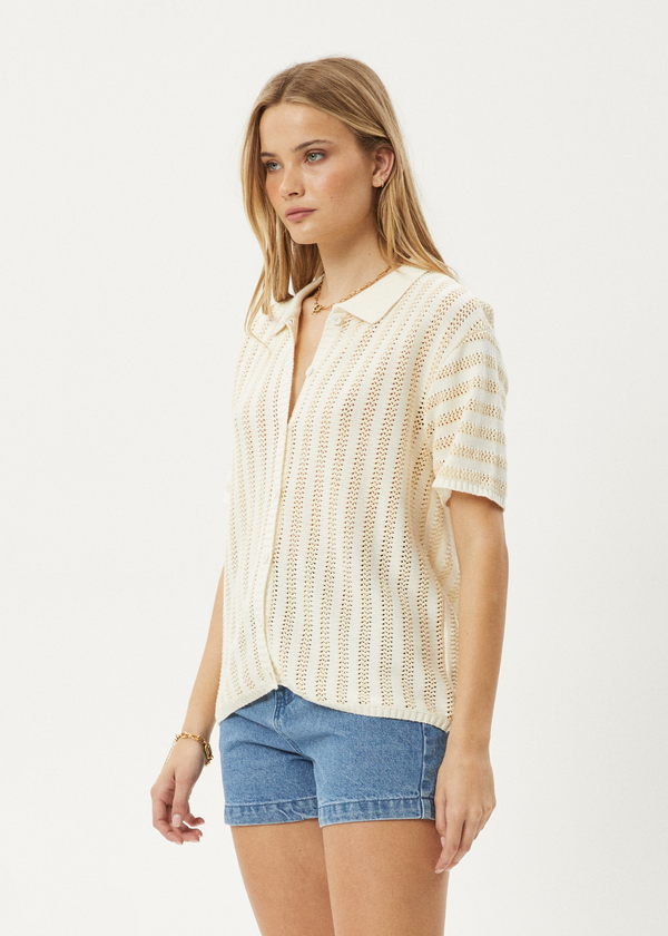 Afends Claudia - Knit Shirt White / Sand