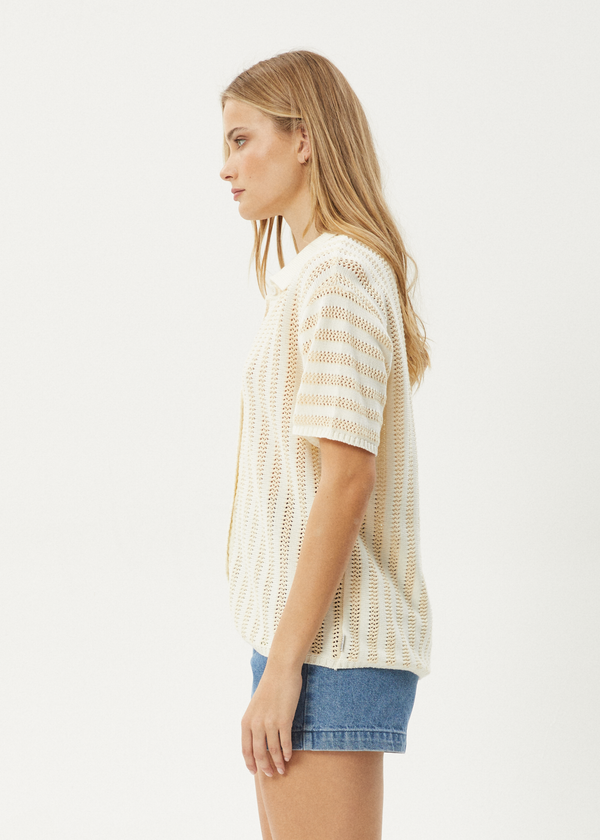 Afends Claudia - Knit Shirt White / Sand