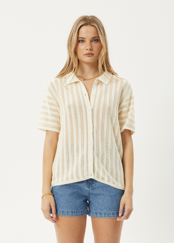 afends Claudia - Knit Shirt White / Sand