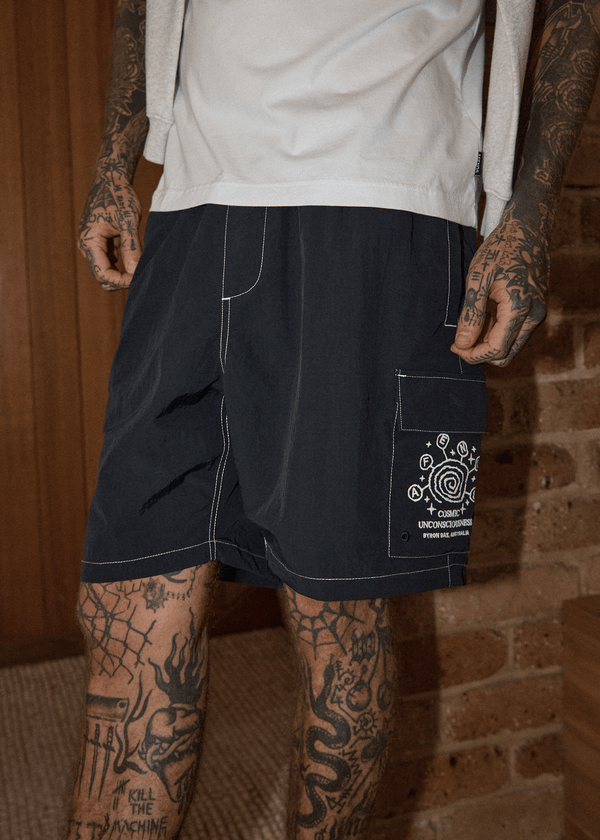 Afends Cosmic - Cargo Baywatch Swim Short 18" Black