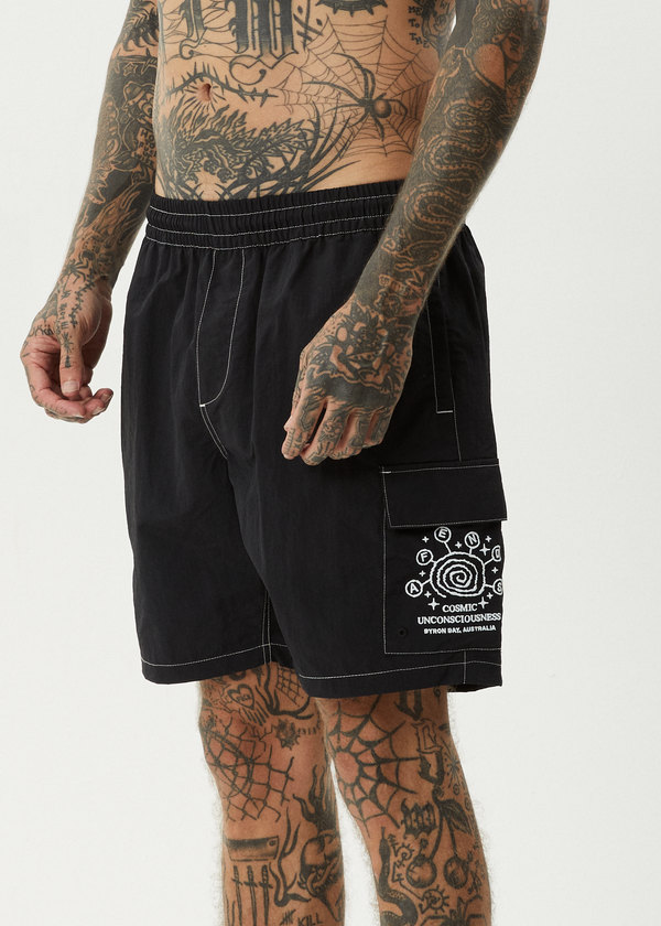 Afends Cosmic - Cargo Baywatch Swim Short 18" Black
