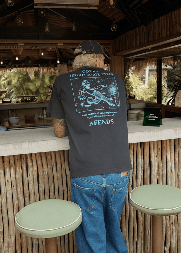 Afends Cosmic Con - Heavyweight Boxy Tee Stone Black