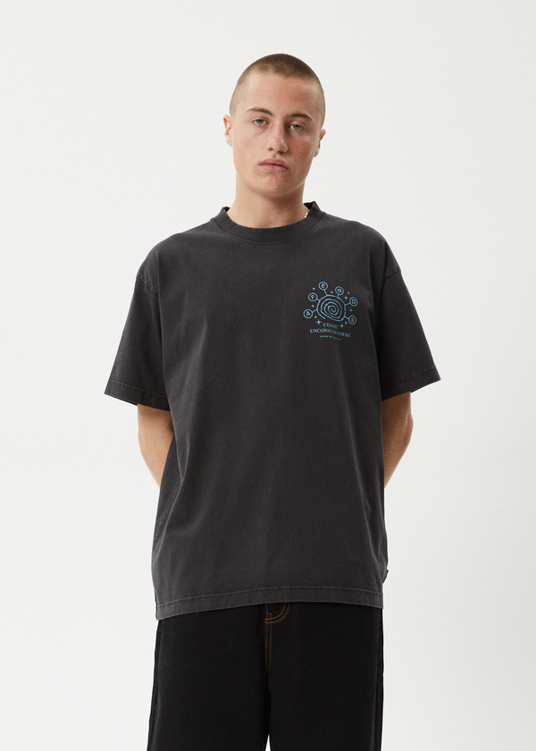 Afends Cosmic Con - Heavyweight Boxy Tee Stone Black