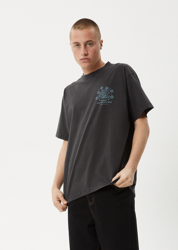 Afends Cosmic Con - Heavyweight Boxy Tee Stone Black