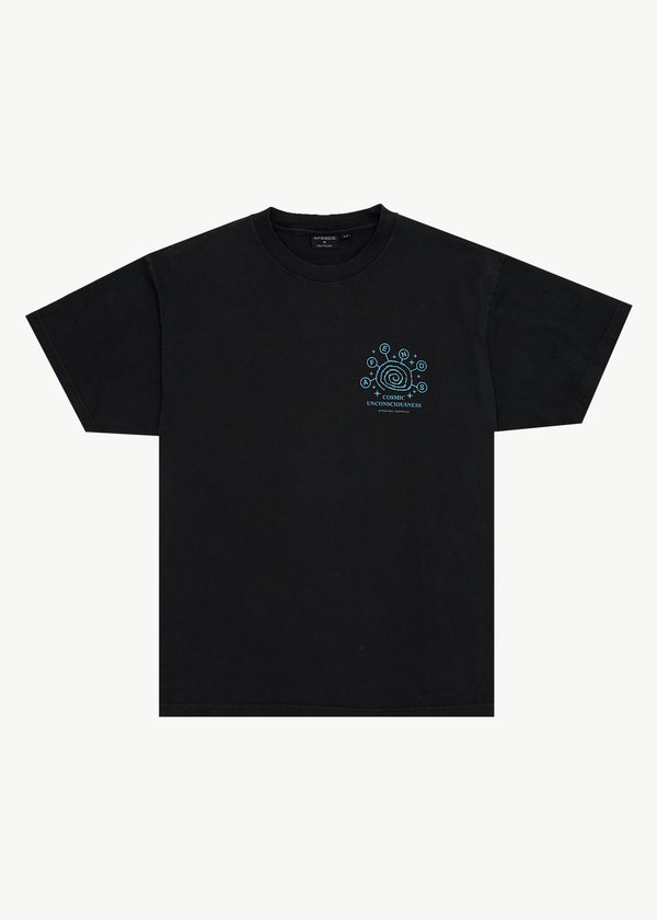 afends Cosmic Con - Heavyweight Boxy Tee Stone Black
