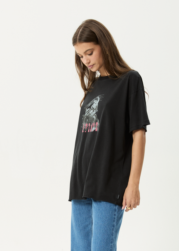 Afends Cosmic Cow - Oversized Tee Stone Black
