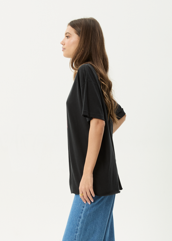 Afends Cosmic Cow - Oversized Tee Stone Black