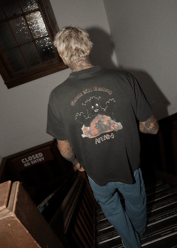 Afends Crashed Out - Boxy Tee Stone Black