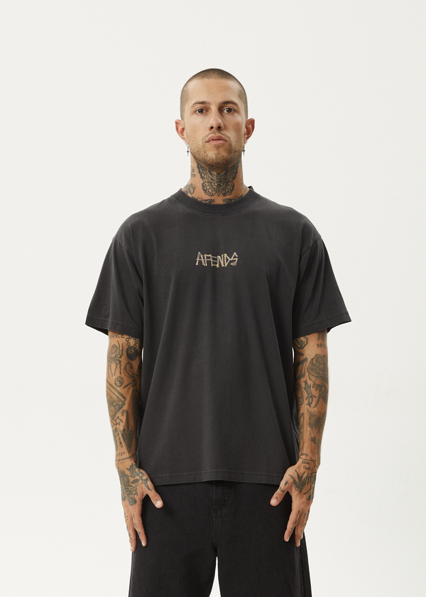 Afends Crashed Out - Boxy Tee Stone Black