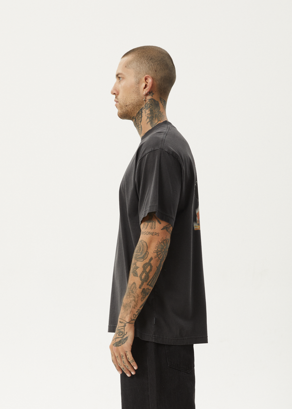 Afends Crashed Out - Boxy Tee Stone Black