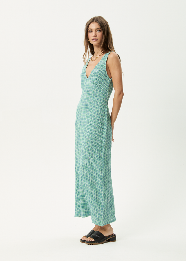 Afends Creator - Seersucker Maxi Dress Pine