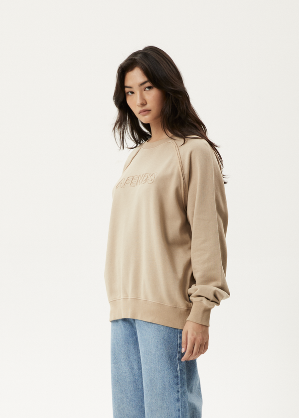 Afends Cutback - Raglan Crew Neck Jumper Taupe