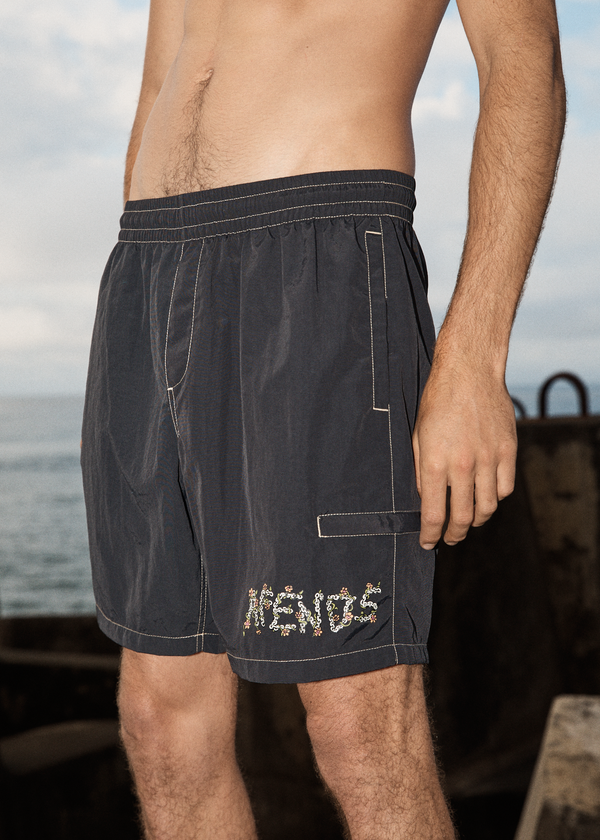 Afends Daisy Chain - Baywatch Swim Short 18" Black