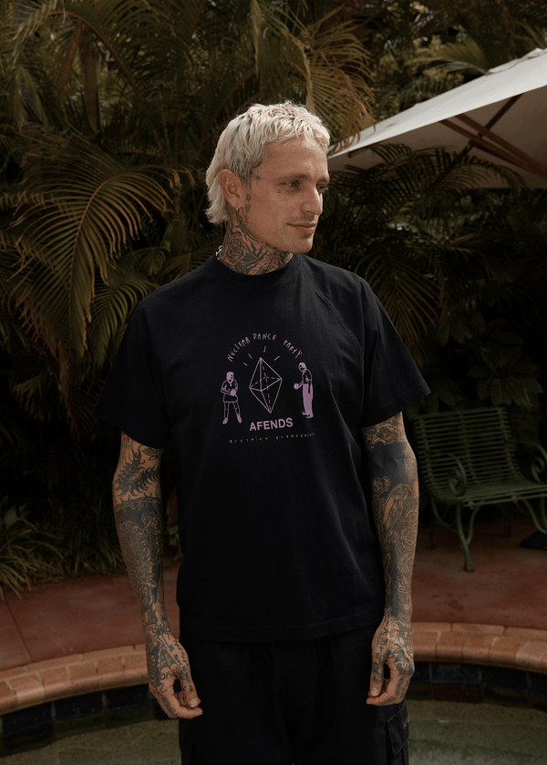 Afends Dance Party - Raglan Boxy Tee Black