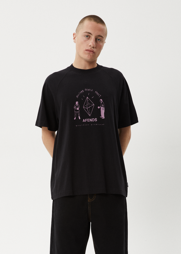 Afends Dance Party - Raglan Boxy Tee Black