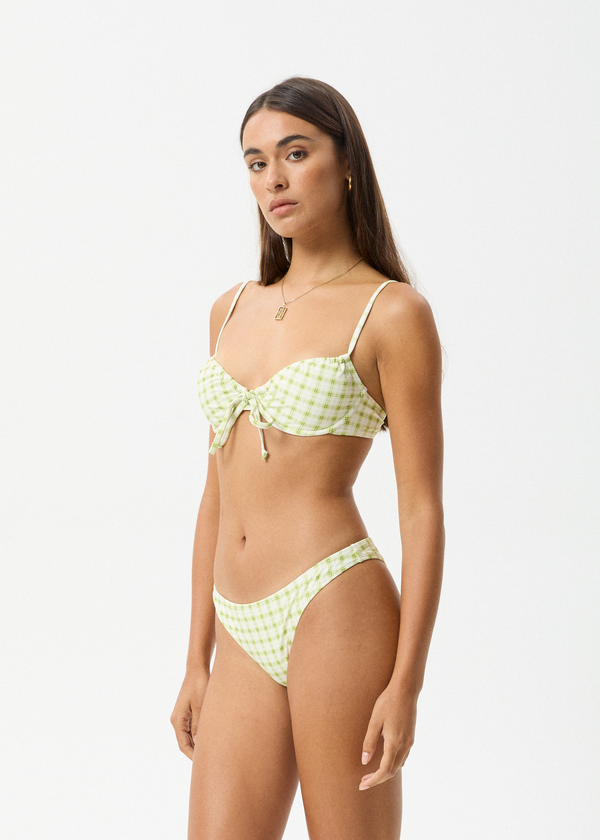 Afends Darcy - Check Bikini Bottom Lemongrass Check