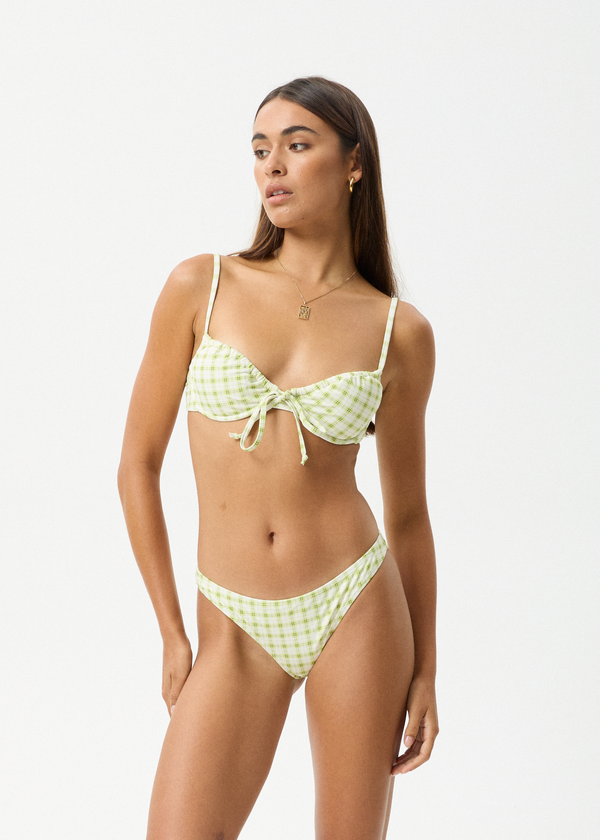afends Darcy - Check Bikini Bottom Lemongrass Check