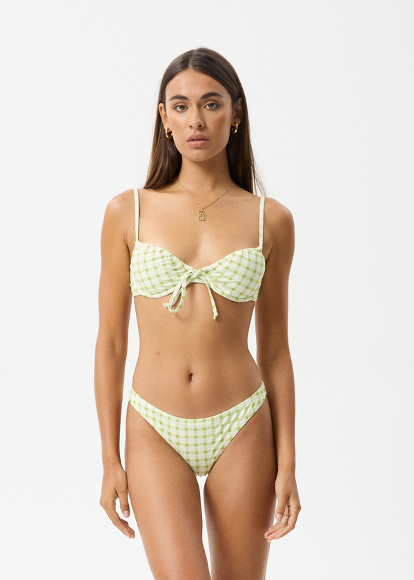 afends Darcy - Check Bikini Top Lemongrass Check