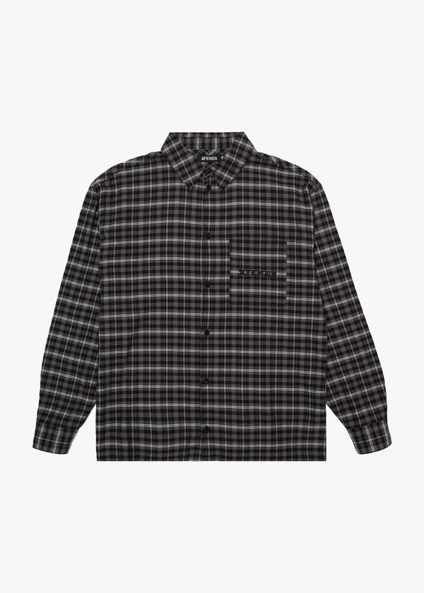 afends Darkness - Long Sleeve Shirt Black Check