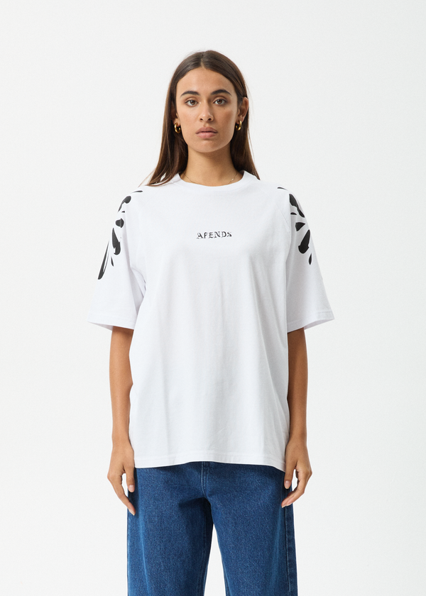 afends Dash - Oversized Raglan Tee White