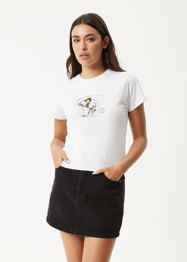 afends Day Job - Baby Tee White