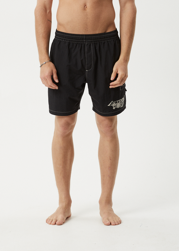 Afends Deep State - Baywatch Swim Short 18" Black